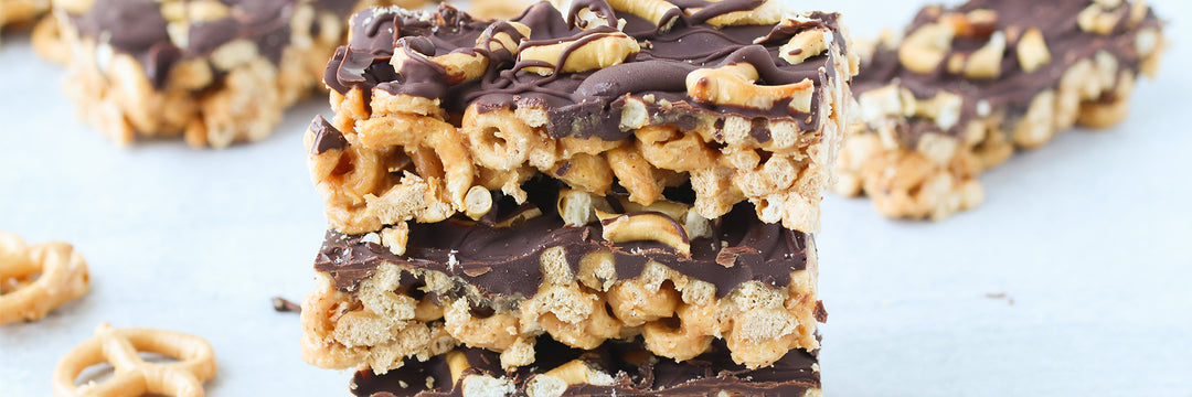 Chocolate Covered Pretzel Cereal Bars